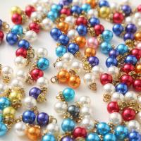 Plattiert Glas Rocailles, ABS-Kunststoff-Perlen, mit Zinklegierung, rund, goldfarben plattiert, DIY & mit Strass, gemischte Farben, 10mm, 50PCs/Tasche, verkauft von Tasche