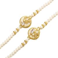 Freshwater Pearl Brass Necklace, with Brass, gold color plated, fashion jewelry & for woman, two different colored, 1:30.3+6.7cm,2:29.9+6.5cm 