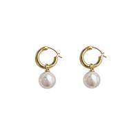 Perlenohrring aus Glas, Glasperlen, plattiert, Natürliche & Modeschmuck & für Frau, keine, Hoop earringsuff1a14mm,Pearl:10m, verkauft von Paar