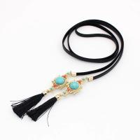Fashion Fringe Necklace, Zinc Alloy, with leather cord & turquoise, fashion jewelry & for woman Approx 34.64 Inch 