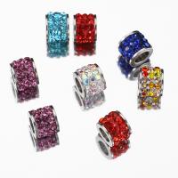 Stainless Steel Large Hole Beads, 304 Stainless Steel, plated, DIY & with rhinestone Approx 4mm 