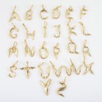 手紙真鍮のペンダント, 銅, アルファベット文字, ゴールドメッキ, DIY & 異なるスタイルを選択, 無色 売り手 パソコン