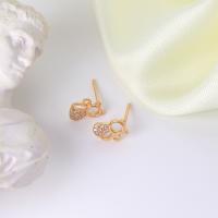 Cubic Zirconia Micro Pave Brass Earring, Cat, real gold plated, micro pave cubic zirconia & for woman, Champagne 