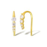 Brass Hook Earwire, real gold plated, micro pave cubic zirconia & for woman [