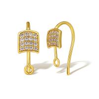 Brass Hook Earwire, real gold plated, micro pave cubic zirconia & for woman, gold [