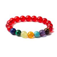 Glass Jewelry Beads Bracelets, with Gemstone, Round, fashion jewelry & Unisex, mixed colors, 10mm Approx 20 cm 
