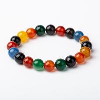 Agate Bracelets, Rainbow Agate, Round, fashion jewelry & Unisex, mixed colors, 10mm, Inner Approx 50mm 