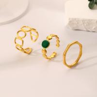 Zinc Alloy Ring Set, gold color plated, three pieces & for woman & enamel, golden 