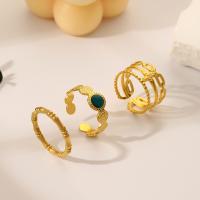 Zinc Alloy Ring Set, gold color plated, three pieces & for woman & enamel, golden 
