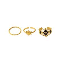 Цинковый сплав кольцо Установить, цинковый сплав, плакирован золотом, три части & ювелирные изделия моды & Женский, Золотой, продается указан