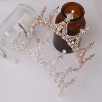 Bridal Tiaras, Zinc Alloy, with Plastic Pearl & Iron, fashion jewelry & for woman & with rhinestone Inner Approx 145mm 