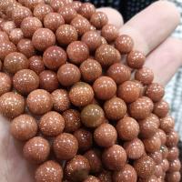 Goldstein Perlen, Goldsand, rund, DIY & verschiedene Größen vorhanden, keine, verkauft von Strang