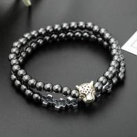 Fashion Zinc Alloy Bracelets, with Magnet, Leopard, 2 pieces & fashion jewelry & for man, 8mm,19cm 