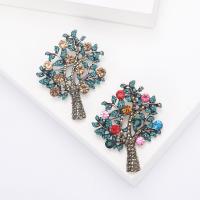 Christmas Jewelry Brooch , Zinc Alloy, Tree, plated, for woman & with rhinestone 