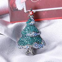 Christmas Jewelry Brooch , Zinc Alloy, Christmas Tree, plated & for woman & enamel & with rhinestone, 25-78mm 