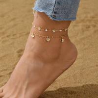 Zinc Alloy Anklet, with 5cm extender chain, Double Layer & fashion jewelry & for woman, golden Approx 21 cm 