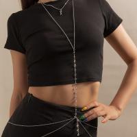 Body Chain Jewelry, Zinc Alloy, with 30,10cm extender chain, fashion jewelry & for woman & with rhinestone, silver color Approx 90 cm, Approx 40 cm 