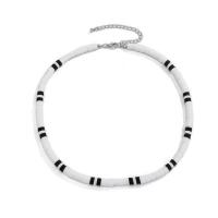 Fimo Schmuck Halskette, Zinklegierung, mit Polymer Ton, mit Verlängerungskettchen von 7cm, Modeschmuck & für Frau, weiß, Länge:ca. 40 cm, verkauft von PC
