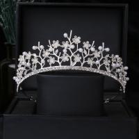 Bridal Tiaras, Zinc Alloy, with Plastic Pearl, fashion jewelry & for woman & with rhinestone, silver color, Inner Approx 140mm 