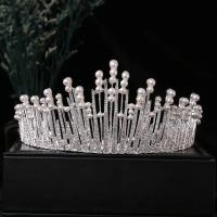 Bridal Tiaras, Zinc Alloy, with Plastic Pearl, fashion jewelry & for woman & with rhinestone, silver color, Inner Approx 145mm 