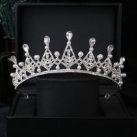 Bridal Tiaras, Zinc Alloy, with Plastic Pearl, fashion jewelry & for woman & with rhinestone, silver color, Inner Approx 140mm 