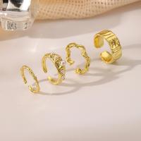 Zinc Alloy Ring Set, with Plastic Pearl, plated, 4 pieces & fashion jewelry & for woman, gold 