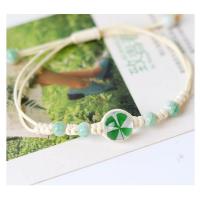 Bracelets Murano de Woven Ball, corde de cire, avec Fleurs séchées & chalumeau, bijoux de mode & normes différentes pour le choix, Vendu par PC