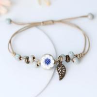 Porcelaine de bracelets de Woven Ball, avec corde de cire, bijoux de mode & styles différents pour le choix, 16cm, Vendu par PC