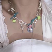 Acrylic Necklace, Zinc Alloy, with Acrylic, fashion jewelry & with rhinestone 