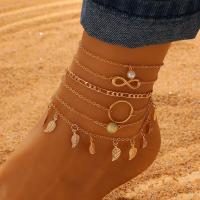 Zinc Alloy Anklet, with Plastic Pearl, fashion jewelry & for woman & with rhinestone, golden Approx 22 cm 