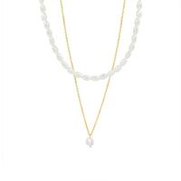 Freshwater Pearl Brass Necklace, with Brass, with 5cm extender chain, fashion jewelry & for woman, white Approx 36 cm, Approx 40 cm 