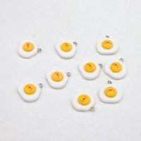 Imitation Food Resin Pendants, Fried Egg, epoxy gel, DIY, mixed colors, Approx 