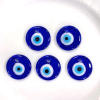 Evil Eye Lampwork Pendants, Flat Round, DIY & enamel, blue, 30mm, Approx 