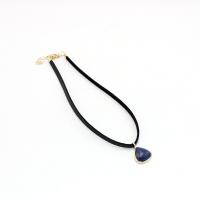 Gemstone Necklaces, Zinc Alloy, with Natural Stone & leather cord, fashion jewelry & for woman Approx 12.59 Inch 