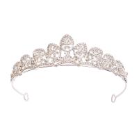Bridal Tiaras, Zinc Alloy, silver color plated, fashion jewelry & for woman & with rhinestone, silver color, Inner Approx 135mm 