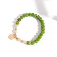 Gemstone Pearl Bracelets, Brass, with Gemstone & Freshwater Pearl, plated, fashion jewelry cm [