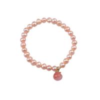 Agate Pearl Bracelets, Freshwater Pearl, with Yanyuan Agate & Brass, plated, fashion jewelry, pink cm 