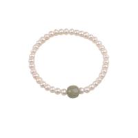 Gemstone Pearl Bracelets, Freshwater Pearl, with Hetian Jade, plated, fashion jewelry, white cm [