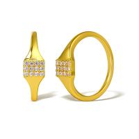 Brass Finger Ring, real gold plated, micro pave cubic zirconia & for woman 