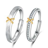 Couple Finger Rings, Brass, Letter X, plated, adjustable & for couple, US Ring .5-9 [
