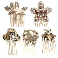 Bridal Decorative Hair Comb, Zinc Alloy, with Plastic Pearl, plated, vintage & for woman & with rhinestone, 33-83mm [