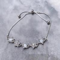 Cats Eye Bracelets, Zinc Alloy, with Cats Eye, silver color plated, fashion jewelry & for woman & with rhinestone Approx 18 cm 