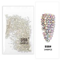 3D Nail Art Decoration, Glass Rhinestone, colorful plated, DIY, white, 2.4-2.5mm, Approx 
