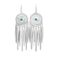 Turquoise Zinc Alloy Earring, with turquoise, silver color plated, folk style & for woman, 19-116mm 