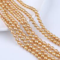 Goutte de perles de culture de Akoya, Edison-Pearl, Baroque, DIY, doré, 7-8mm Environ 36 cm, Vendu par brin[