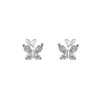 Cubic Zirconia Micro Pave Sterling Silver Earring, 925 Sterling Silver, Butterfly, polished, fashion jewelry & micro pave cubic zirconia & for woman, 8mm 