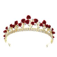 Bridal Tiaras, Zinc Alloy, with Plastic Pearl, gold color plated, fashion jewelry & for woman & with rhinestone, golden, Inner Approx 145mm 