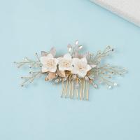 Bridal Decorative Hair Comb, Zinc Alloy, with Porcelain & Crystal, plated, fashion jewelry & handmade & for woman [