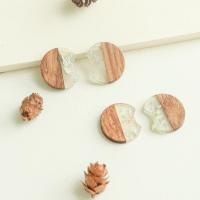 Original Wood Pendants, with Resin, plated, DIY, 25mm, Approx 