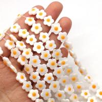 Dyed Shell Beads, Flower, DIY white 